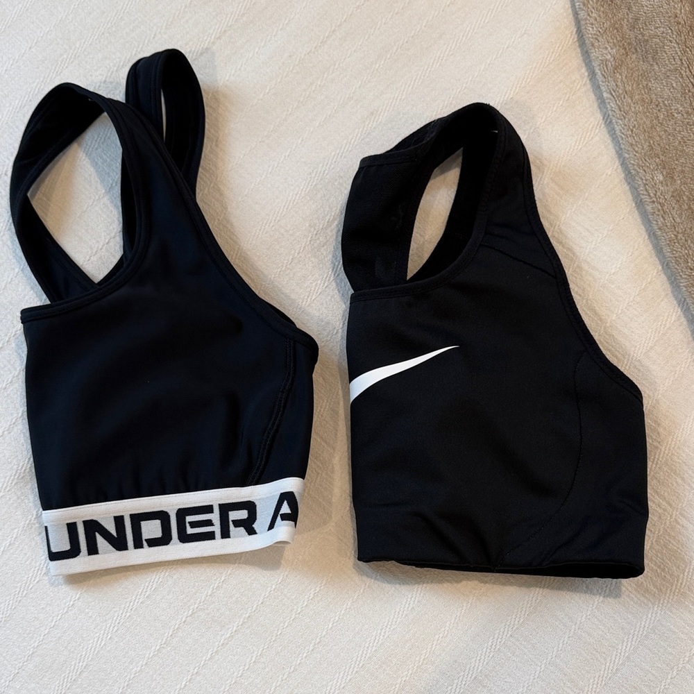 Under Armour and Nike sports bra